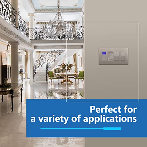 Image of LIDER Decorator Switch Cover, Screwless Wall Plate, Mid-Size 4-Gang 4.88 inch x 8.58 inch, LSWP-34M-NK, UL Listed, Thermoplastic, Matte Nickel, 1-Pack