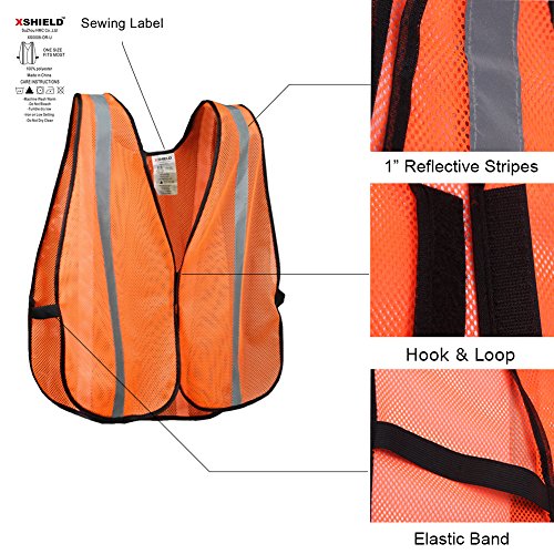 High Visibility Safety Vest With Silver Stripe,Ansi Class Unrated,Universal Size,Pack Of 10,Xshield Xs0008-10 (Orange) #TOP1