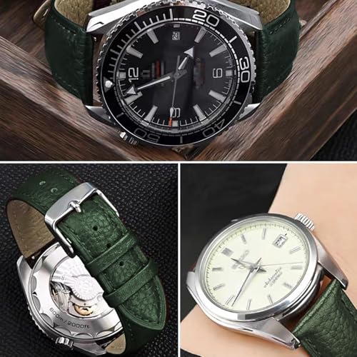 Image of Genuine Leather Watch Band Hand-Stitched Texture Padded Italian Leather Strap Quick Release 12mm 13mm 14mm 15mm 16mm 17mm 18mm 19mm 20mm 21mm 22mm 23mm 24mm Replacement Band for Women Men