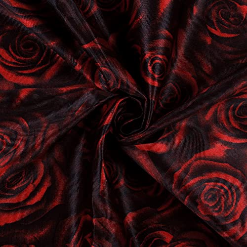 Image of Door Curtains 7 feet Long Set of 2 | Floral Design | Polyester, Light Filtering Curtains and Drapes | Curtains for Living Room | (118 x 215 cm, Red) | Perfect for Home Decor