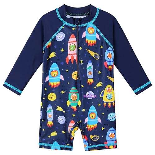 Image of HUAANIUE Toddler Boy Swimsuit Rashguard One-Piece Swimwear 0-6 Years