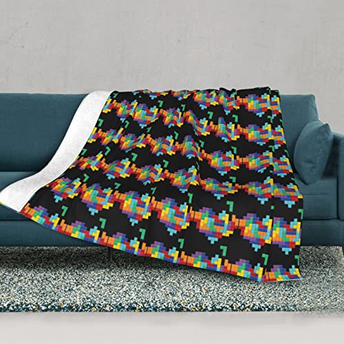 Couverture en peluche douce jeté de canapé imprimé cœur coloré