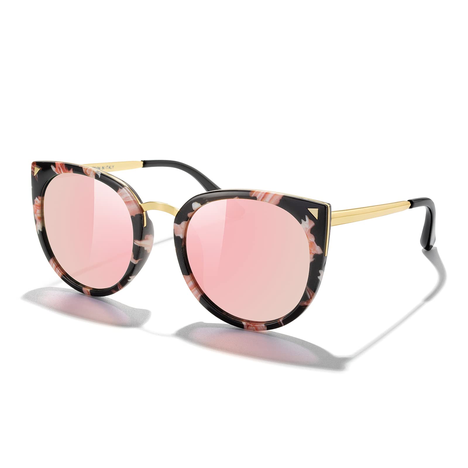 MERRY'S Girls Cat Eye Sunglasses for kids Children Polarized Sunglasses S7000 (Flower Frame, 49)
