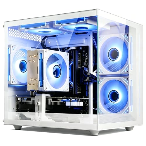 suevery Prebuilt Gaming PC Desktop, Ryzen 7 5700X (8-Core/16-Thread, Up to 4.6GHz), RTX 3050 6GB, 16GB DDR4 RAM, 512GB NVMe SSD, WiFi6, 4K Editing Streaming VR,High End Computer Tower White