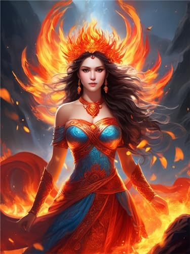 DIY diamant painting déesse flamme kit broderie grand format 36x48in