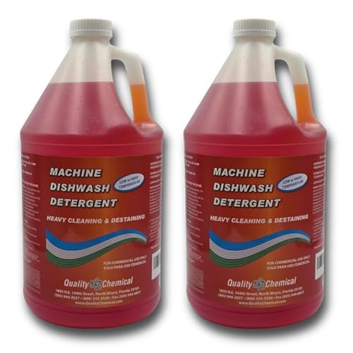 Quality Chemical Heavy Duty Liquid Alkaline Commercial Dishwasher Detergent - Industrial-Grade Formula Dissolves Food Stains, Grease, Grime and Residue - No Pre-Rinse Needed - 128oz (2 Count)