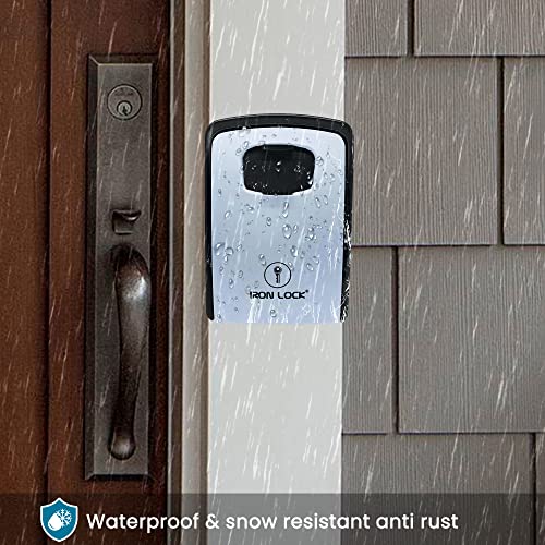 Iron Lock® - Xxl Key Lock Box Wall Mount For Keys 4 Digit Combination With Resettable Code With A B Switch Extra Large Lockbox Indoor Outdoor Waterproof Big Key Lock Box House Spare Keys Hide A Key #TOP4