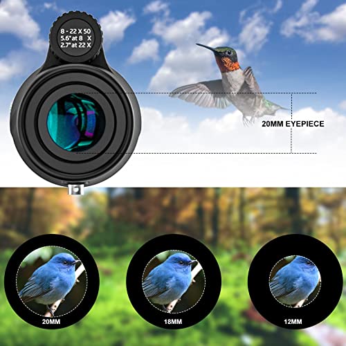 Monocular 8-22x50 HD impermeable con zoom potente para caza y observación 5