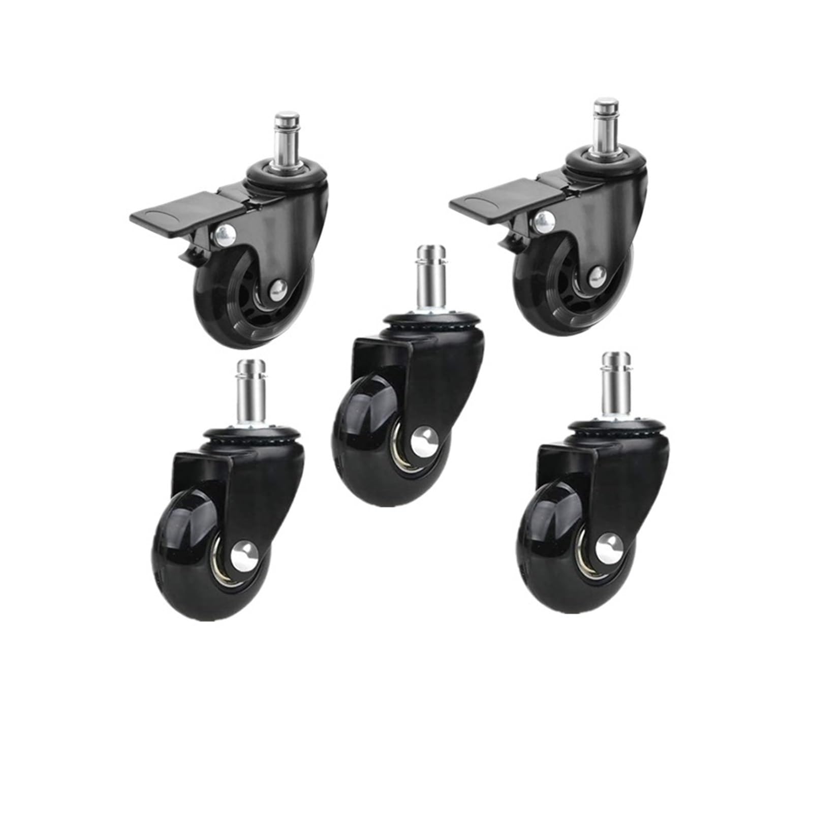 MXXDMOPD 5 Pieces/lot 2/2.5/3 inch Transparent Wheel brake/10mm/11mm PU Office Furniture Chair casters(No.5)