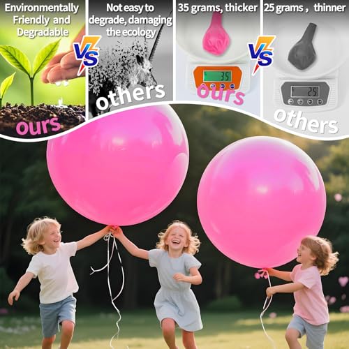 Image of Pink Balloons 9pcs 36 Inch Extra Large Big Jumbo Giant Matte Pink Balloons for Baby Shower Valentine's Day Princess Bridal Shower Bachelorette Birthday Party Decorations