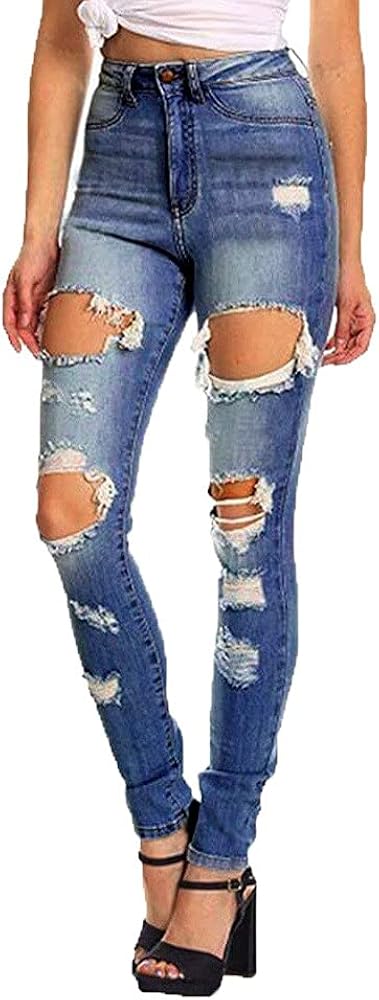 Bigfanshu欧米のレディースファッションオールマッチハイウエストストレッチ破れた穴スリムタイツレギンス Bigfanshu欧米のレディースファッションオールマッチハイウエストストレッチ破れた穴スリムタイツレギンス