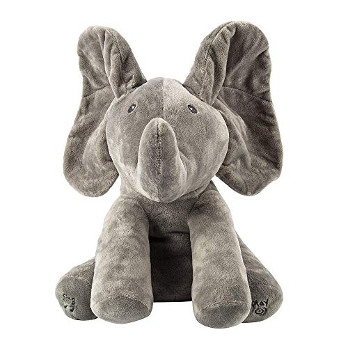 KINGEE-T Elefante de Peluche de Juguete Canciones de Canto Música Animada Orejas de Elefante Flappy Bebé de Peluche para Niños Muñeca de Regalo,Darkgray