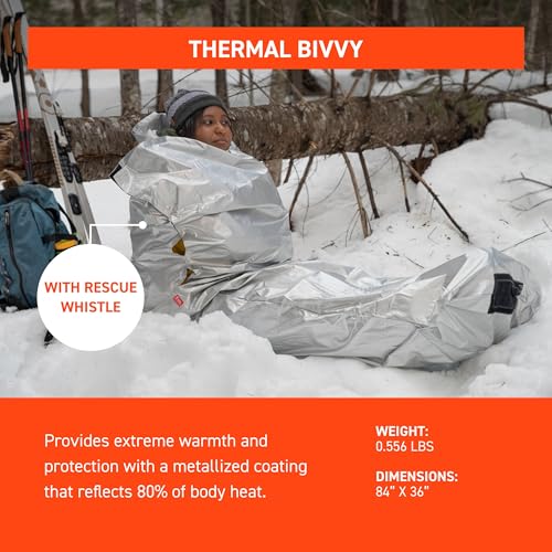 S.O.L. Survive Outdoors Longer SOL Thermal Bivvy con Silbato de Rescate, Plateado, 80% Calor, 84" x 34" miniatura 3