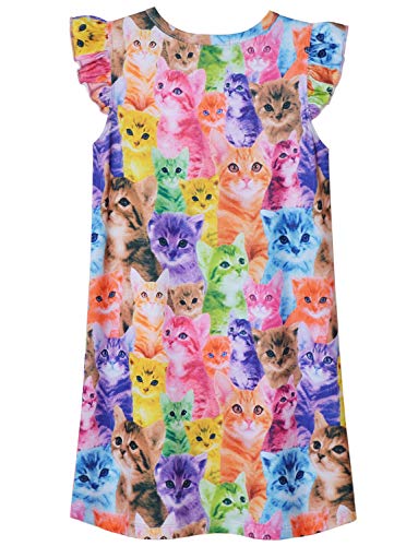 Princess Nightgown for Girls Unicorn Cat Flutter Sleeve Cotton Pajamas Dress …2