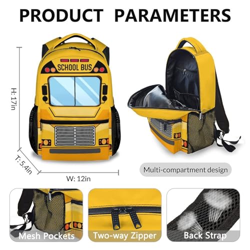 School Backpacks Set for Kids Boys, School Bus Backpacks Matching Combo for Preschool Primary, Lightweight Bus Bookbag with Lunch Box Bundle2