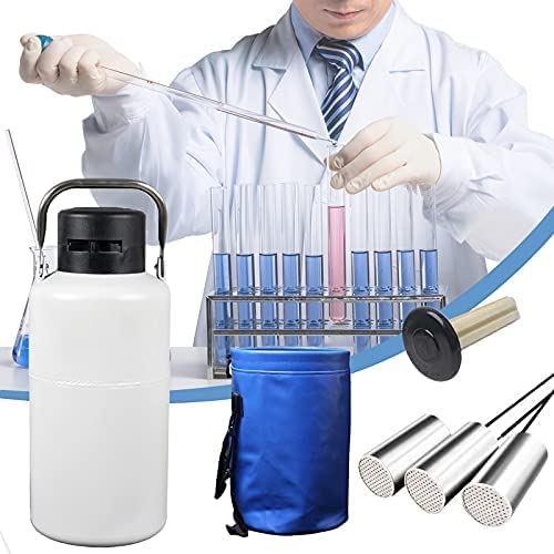 Tanque de nitrógeno de 2 litros, contenedor criogénico estático, Tanque de nitrógeno líquido de aleación de Aluminio con Cubierta Protectora, Barril, tapón de Cuello para Granjas de cría