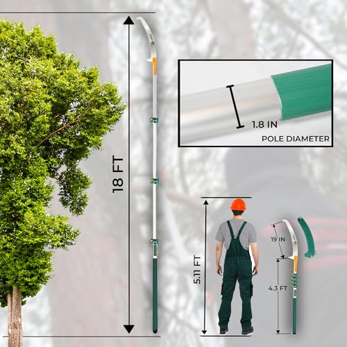 Image of StartPro 23ft Reach Tree Pruning Saw, Telescopic Manual Lightweight Extendable 18ft Pole Saw with Sharp Carbon-Enriched Blade for Efficient Tree Maintenance and High-Reach Branch Cutting.
