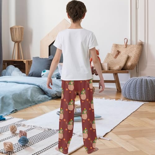 Boy's Pants Capybara Christmas Tree Jogger Pants Elastic Waist Long Bottoms Trousers with Pockets 6-14 Years3