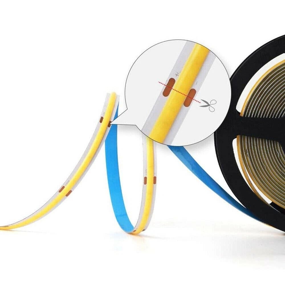 Striscia led cob luce bianca bobina 50 metri 24 v smd 500 watt 6500k 8 mm