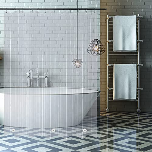 Tikabc Shower Curtain Liner, Clear Plastic Waterproof Bathroom 4G Shower Curtains, 72X72 Inch Shower Liner With 3 Magnetic Weights And 12 Hooks(Clear) #TOP21