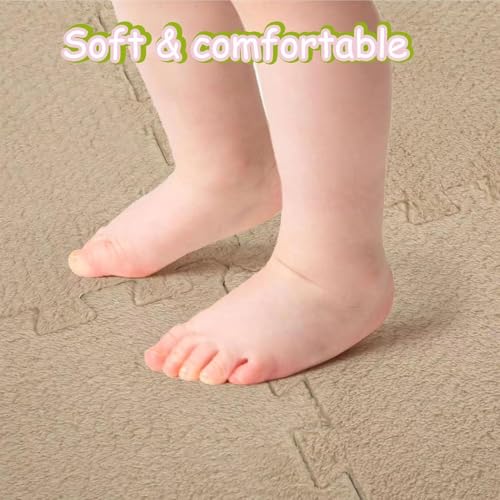 Tapis de sol en mousse à emboîter ELzEy isolant et doux blanc rose - 5