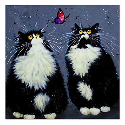 CUFUN Art Kit de pintura de diamante Perforación completa, pintura de diamante DIY 5D con números Gatos negros