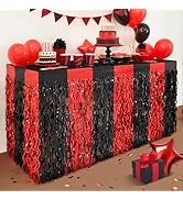 Mega-L 2025 Graduation Party Decorations, 2 Pack Red Black Wavy Metallic Tinsel Foil Fringe Table...