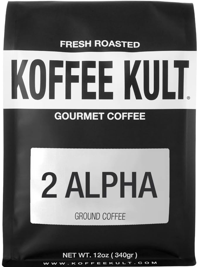 2 Alpha Espresso: Premium Artisanal Blend Espresso Roast Coffee Grinds (Ground, 32oz)