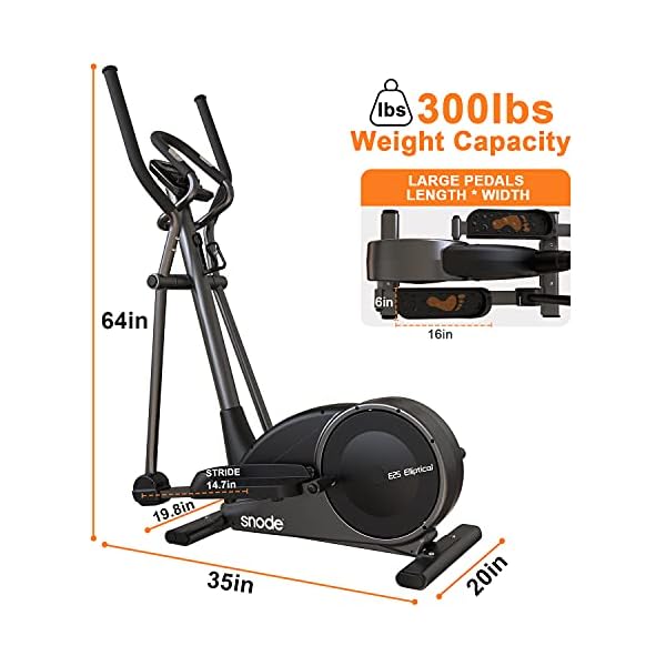SNODE Elliptical Exercise Machine, Elliptical Training Machine with Free APP and Programmed Monitor, 32 Level Electromagnetic Resistance Eliptical Trainer with Heart Rate Alert&recovery, Body Fat , LCD Display