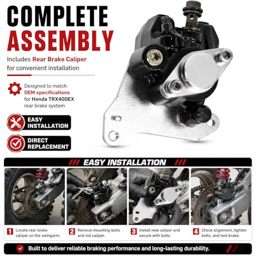 Image of Hoypeyfiy Rear Brake Caliper Replacement for Honda TRX400EX Sportrax 400 1999-2004, ATV Rear Brake Caliper Assembly, Replace ED-1043