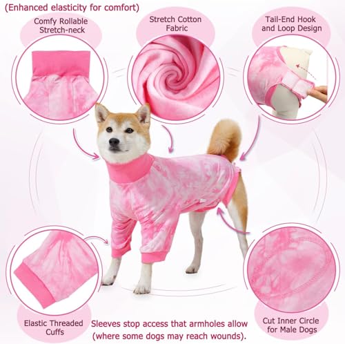 Image of KUTKUT Recovery Suit for Small Dogs-Soft Onesie Dog Surgery Suit for Female Male Dogs, Breathable Surgical Recovery Suit Prevent Licking Spay Recovery Suit Dog E-Collar&Cone Alternative(SIZE:XS, Pink)