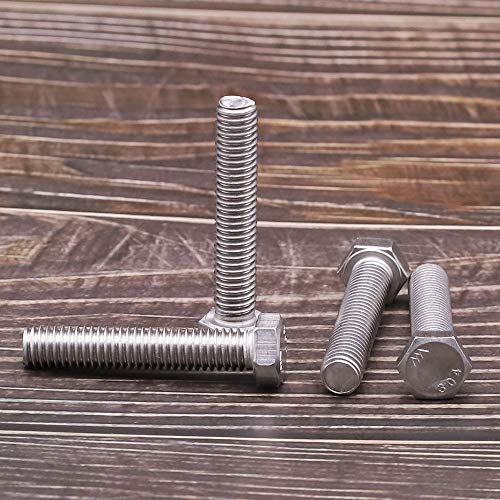 Image of 5 /16-18 x 1-1 /8 inch Hex Head Bolts Screws, 304 Stainless Steel 18-8, Fully Threaded, Hexagon Head Cap Bolts Screws, Coarse Thread UNC, 10 PCS