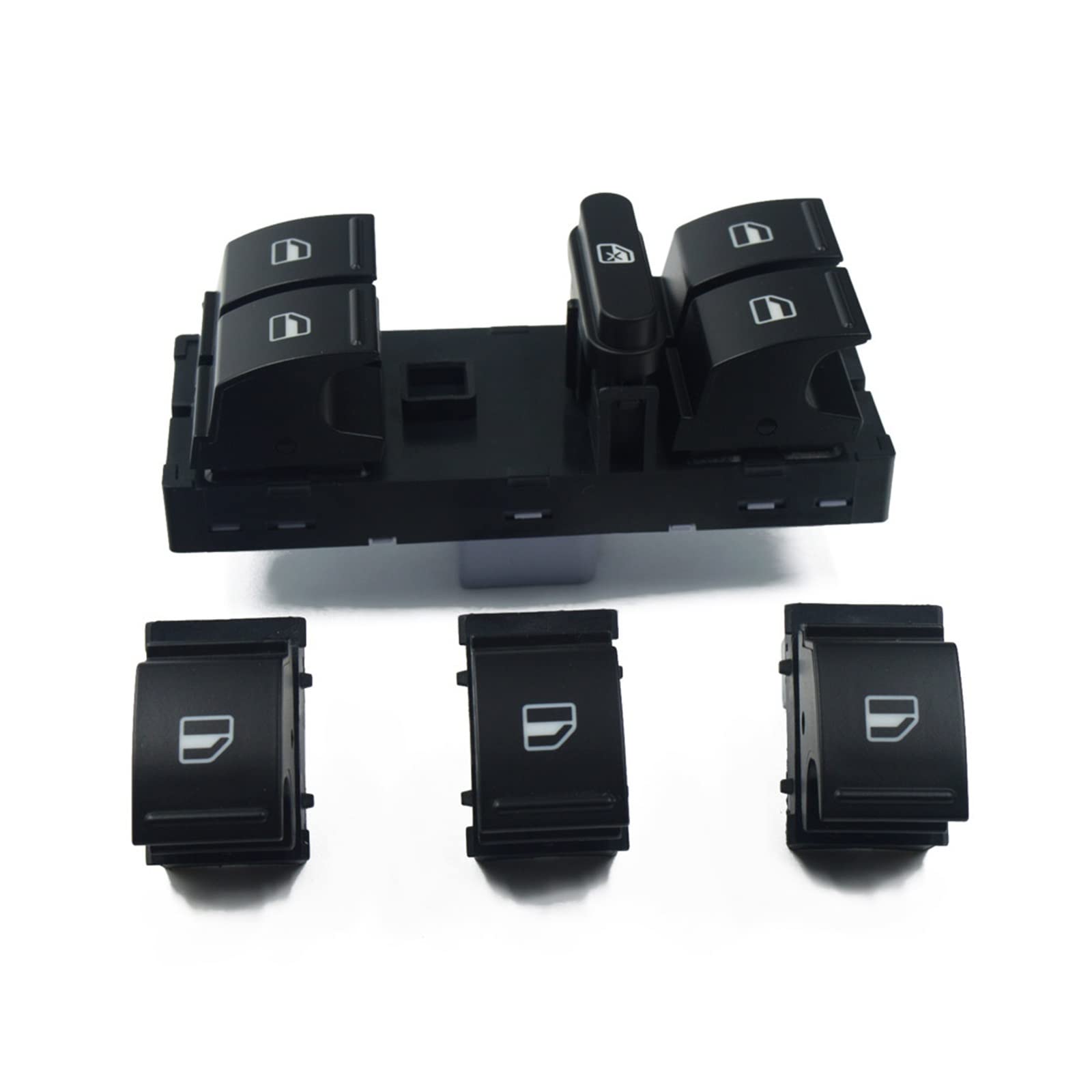 Commutatore Alzacristalli Elettrico Anteriore Lato Guida Per VW Touareg 2003-2014, Codice OEM 7L6959857E, In ABS Nero