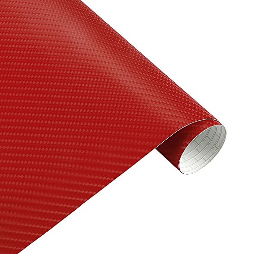 Vinilo para coche fibra carbono 4D rojo con canales antiburbujas para un moldeado sin arrugas