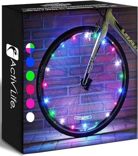 Activ Life 2-Tire Pack LED Bike Wheel Lights with Batteries Included! Get 100% Brighter and Visible from All Angles for Ultimate Safety & Style