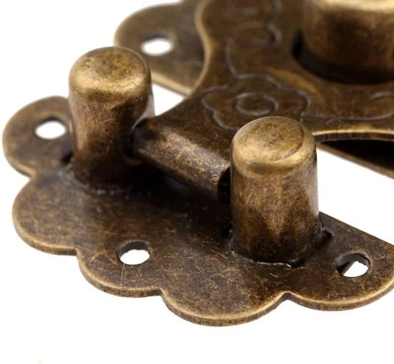 Bronze Tone Hasp,Decor Hook Lock,Antique Latch Hook,Antique Bronze Hasps Lock Decorative Jewelry Wood Box Padlock Retro Suitcase Latch Hook with Screws Vintage Hardware