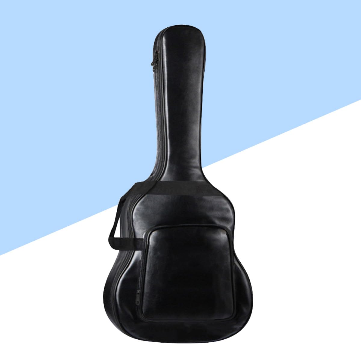Borsa per Chitarra Acustica 40/41 Pollici Nera in Pu | Doppia Tracolla, Cinghie Laterali, Grande Tasca Esterna, per Training e Travel