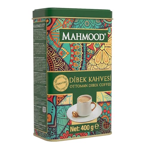 Mahmood Traditioneller Dibek-Kaffee Mischung mit Wildpistazien und Johannisbrot Gemahlen Cremig und Aromatisch Metallbüchse 400g