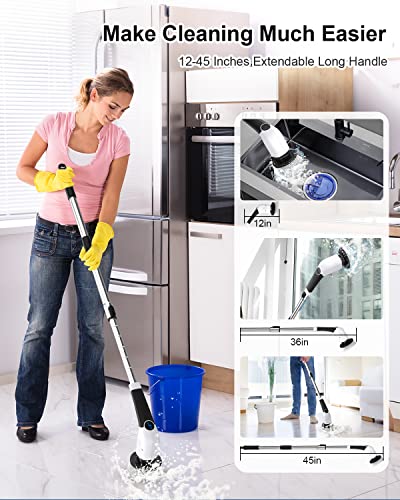 Leebein Electric Spin Scrubber, Cordless Cleaning Brush With 8 Replaceable Brush Heads, Adjustable Extension Handle, 2 Speeds & Remote Control,Power Cleaning Brush For Bathroom (Ans-8051) #TOP2