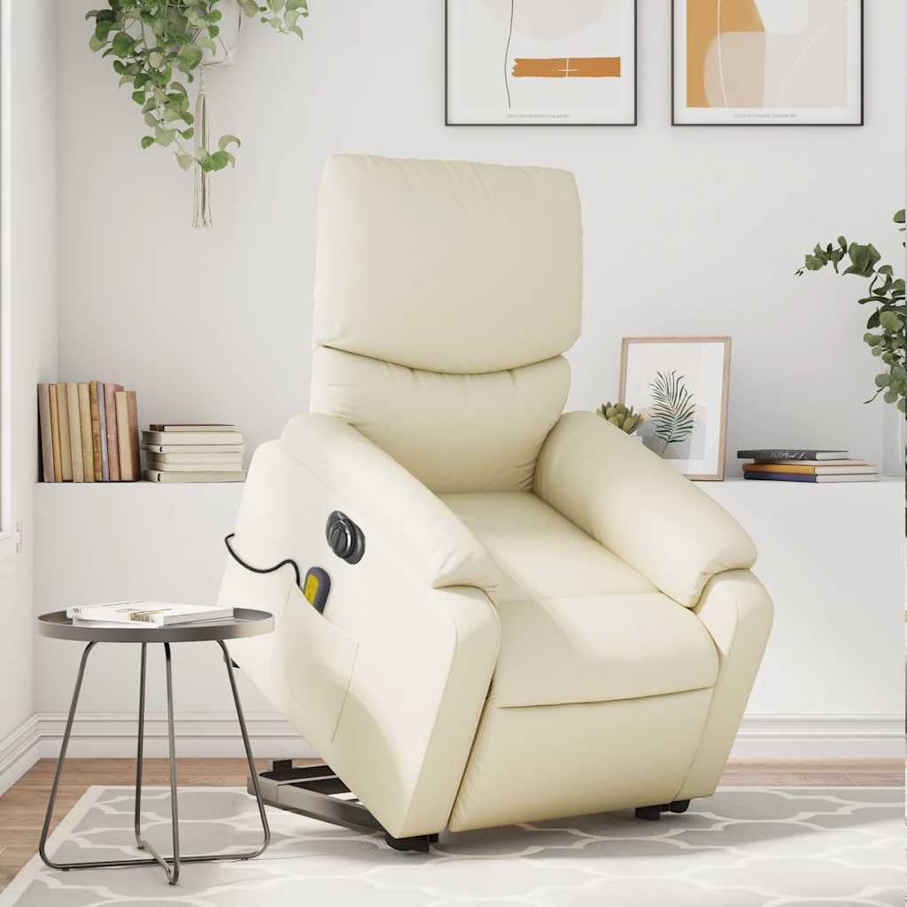 Sillón elevador eléctrico reclinable con masaje por vibración, 6 puntos de masaje, función de elevación e inclinación de 135°, estructura de madera y metal, bolsillo lateral