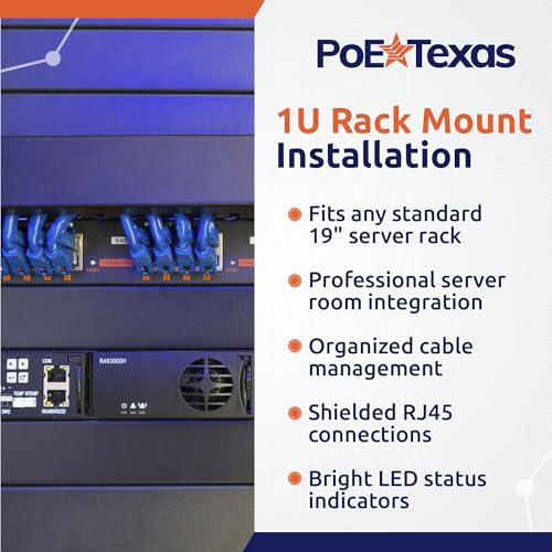 Image of PoE Texas GPOE-16A-48v240w | Gigabit 16 Port Passive Power Over Ethernet Injector for PoE Cameras, IP Phones, WiFi Access Points and More | Includes 48 Volt Power Supply 240 watts