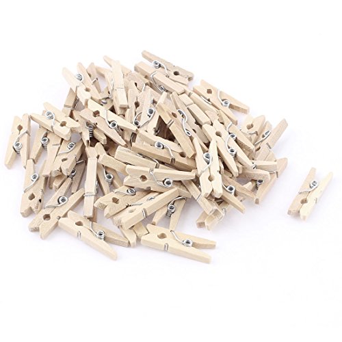 Image of uxcell Wooden DIY Craft Photo Picture Paper Note Clamp Hanger Clip 25mm x 3mm 60 Pcs
