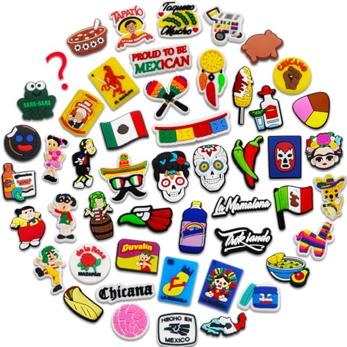25 | 50PCS Mexican Shoes Charms fits for Clog Sandals Mexican Inspired Shoes Decorations for Adults Women Men Party Favor (50)