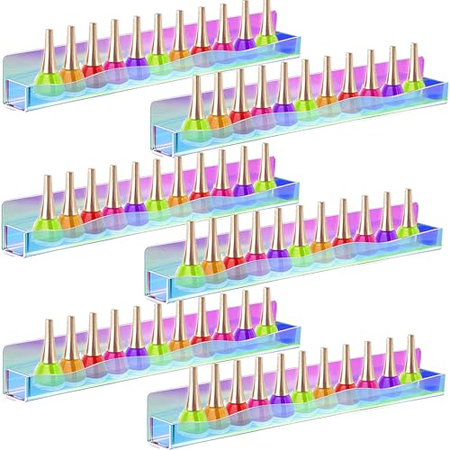 QSLKI Étagères Murales De Rangement Pour Vernis À Ongles En Acrylique, Étagère Arc-En-Ciel, Organiseur Avec Embouts Antidérapants