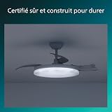 PHILIPS Solr Retractable-Blade Ceiling Fan with LED Light, 3 Blades, 106 cm Blade Wingspan, 4500 Lumens, Three Shades of White Light (2700 K / 4000 K / 5500 K), Dimmable to 10%, Remote Control, White - 8