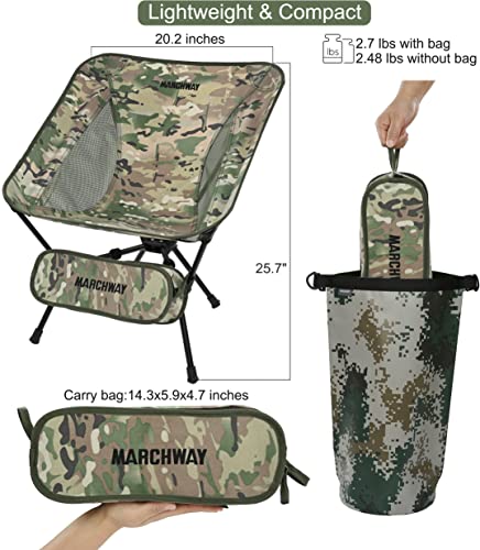Marchway Lightweight Folding Camping Chair, Stable Portable Compact For Outdoor Camp, Travel, Beach, Picnic, Festival, Hiking, Backpacking, Supports 330Lbs (Camo) #TOP4