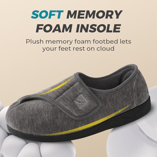 HomeTop Men's Adjustable Chenille Slippers Wide Soft Comfy Non-slip Indoor House Shoes4