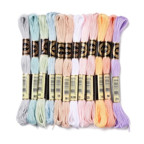 Image of FASHEWELRY 105 Yards Crewel Cross Stitch Floss 1mm Polyester Embroidery Floss Thread Embroidery Thread Bulk for Jewelry Making Bracelet Knitting Stitch Supply (Rainbow)