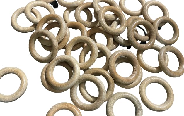 OMX Round Wooden Rings Set of 50 Pc Rings-Macrame, DIY Art and Craft, Jhula, Toran, Bag, Bunting, Door Hanging, Wall Hanging (1.5 Inch)