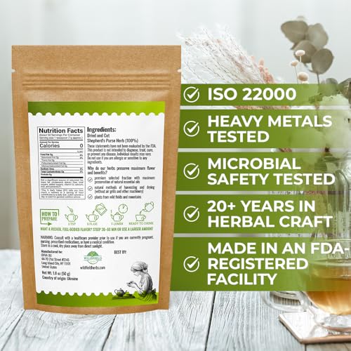 Image of 1.8 oz. Shepherds Purse Herb Bulk Herbal Tea Shepard Purse Herb (Capsella Bursa-Pastoris) - 50g Tea Bolsa De Pastor